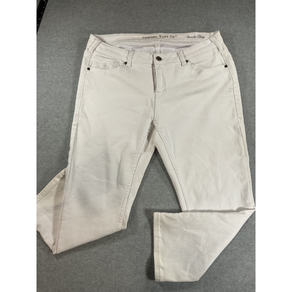 Cowgirl Tuff Co Beach Day White Denim Jeans Western W35 Straight Leg 2026